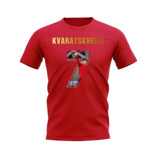 Khvicha Kvaratskhelia Name And Number Georgia T-Shirt (Red)