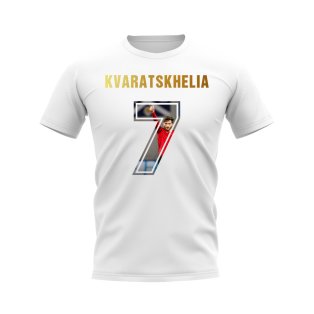Khvicha Kvaratskhelia Name And Number Georgia T-Shirt (White)