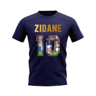 Zinedine Zidane Name And Number France T-Shirt (Navy)