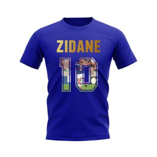 Zinedine Zidane Name And Number France T-Shirt (Blue)