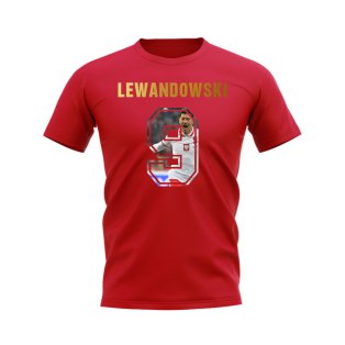 Robert Lewandowski Name And Number Poland T-Shirt (Red)