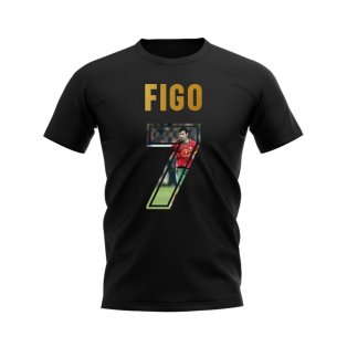 Luis Figo Name And Number Portugal T-Shirt (Black)