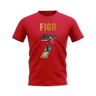 Luis Figo Name And Number Portugal T-Shirt (Red)