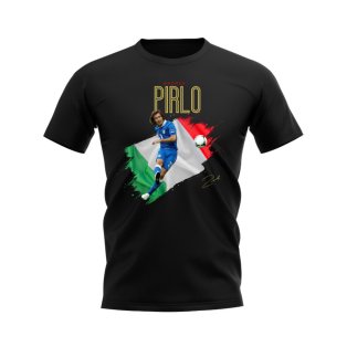 Andrea Pirlo Italy Flag T-Shirt (Black)
