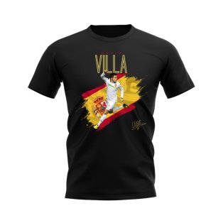 David Villa Valencia Flag T-Shirt (Black)