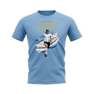 Hernan Crespo Argentina Flag T-Shirt (Sky Blue)