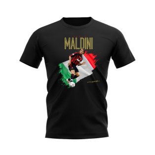 Paolo Maldini AC Milan Flag T-Shirt (Black)
