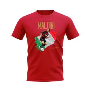 Paolo Maldini AC Milan Flag T-Shirt (Red)