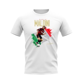 Paolo Maldini AC Milan Flag T-Shirt (White)