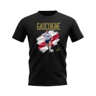 Paul Gascoigne Tottenham Flag T-Shirt (Black)