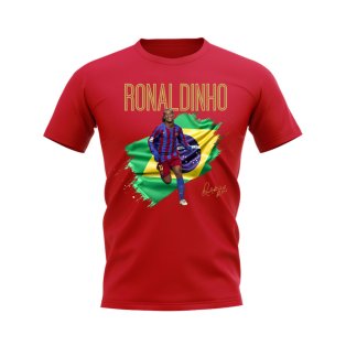 Ronaldinho Barcelona Flag T-Shirt (Red)