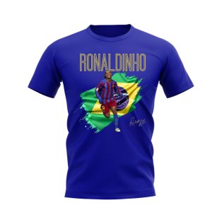 Ronaldinho Barcelona Flag T-Shirt (Blue)
