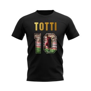 Francesco Totti Name And Number Roma T-Shirt (Black)