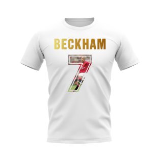 David Beckham Name And Number Manchester United T-Shirt (White)