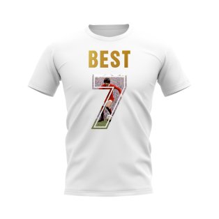 George Best Name And Number Manchester United T-Shirt (White)