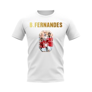 Bruno Fernandes Name And Number Manchester United T-Shirt (White)