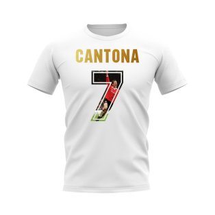 Eric Cantona Name And Number Manchester United T-Shirt (White)