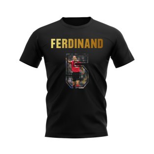 Rio Ferdinand Name And Number Manchester United T-Shirt (Black)