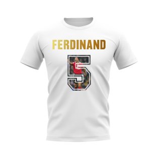Rio Ferdinand Name And Number Manchester United T-Shirt (White)