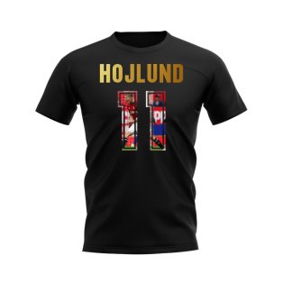 Rasmus Hojlund Name And Number Manchester United T-Shirt (Black)
