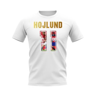 Rasmus Hojlund Name And Number Manchester United T-Shirt (White)