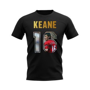 Roy Keane Name And Number Manchester United T-Shirt (Black)