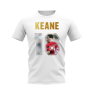 Roy Keane Name And Number Manchester United T-Shirt (White)
