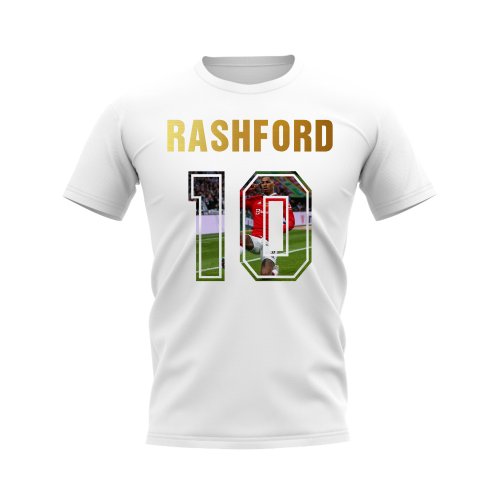 Marcus Rashford Name And Number Manchester United T-Shirt (White)