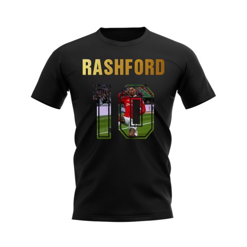 Marcus Rashford Name And Number Manchester United T-Shirt (Black)