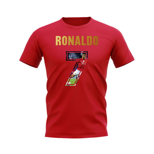 Cristiano Ronaldo Name And Number Manchester United T-Shirt (Red)