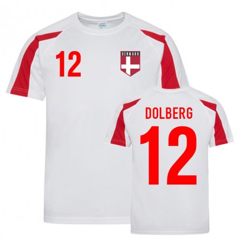 Kasper Dolberg Denmark Sports Training Jersey (White-Red)