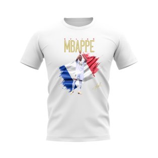 Kylian Mbappe Real Madrid Flag T-Shirt (White)