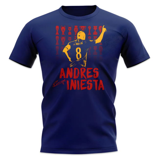 Andres Iniesta Trophy Count T-Shirt (Navy)