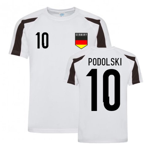 Lukas Podolski Germany Sports Training Jersey (White-Black)
