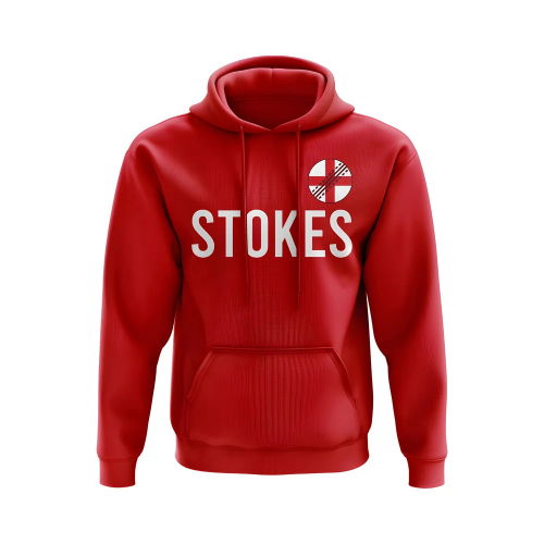 Ben Stokes England Name Hoody (Red)  Ben Stokes England Name Hoody (Red)