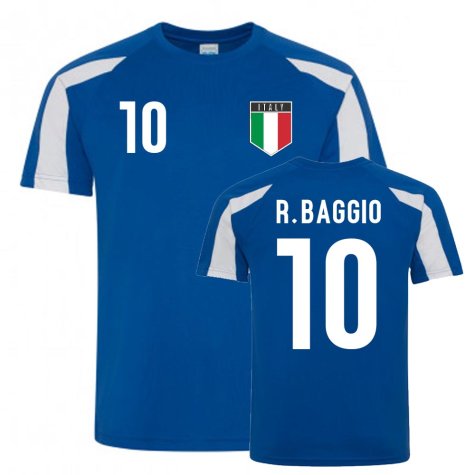 Roberto Baggio Italy Sports Training Jersey (Blue-White)