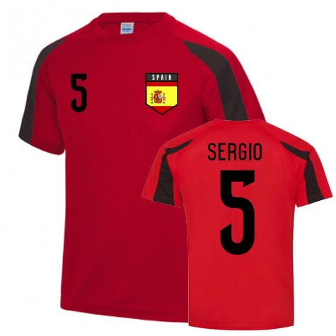 Sergio Busquets Spain Sports Training Jersey (Red-Black)