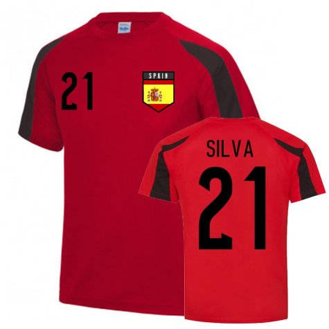 David Silva Spain Sports Training Jersey (Red-Black)