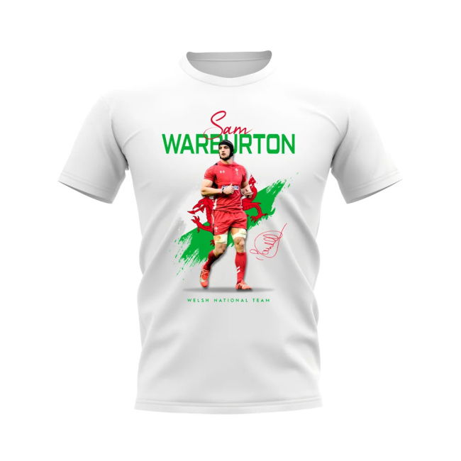 Sam Warburton Wales Rugby T-Shirt (White)