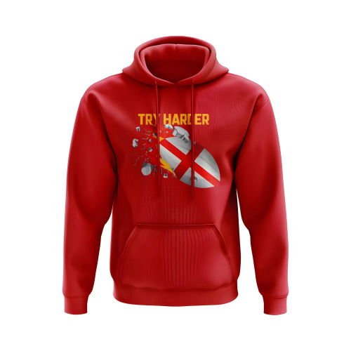 England Try Harder Rugby Hoody (Red)