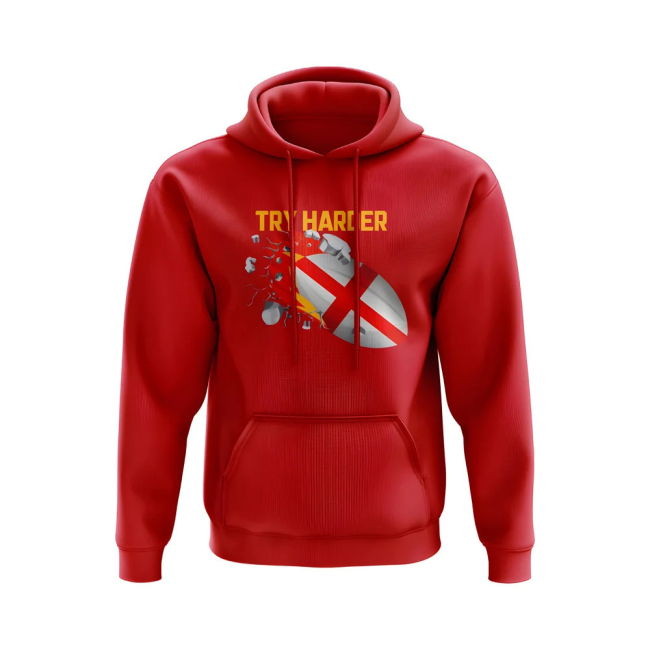 England Try Harder Rugby Hoody (Red)