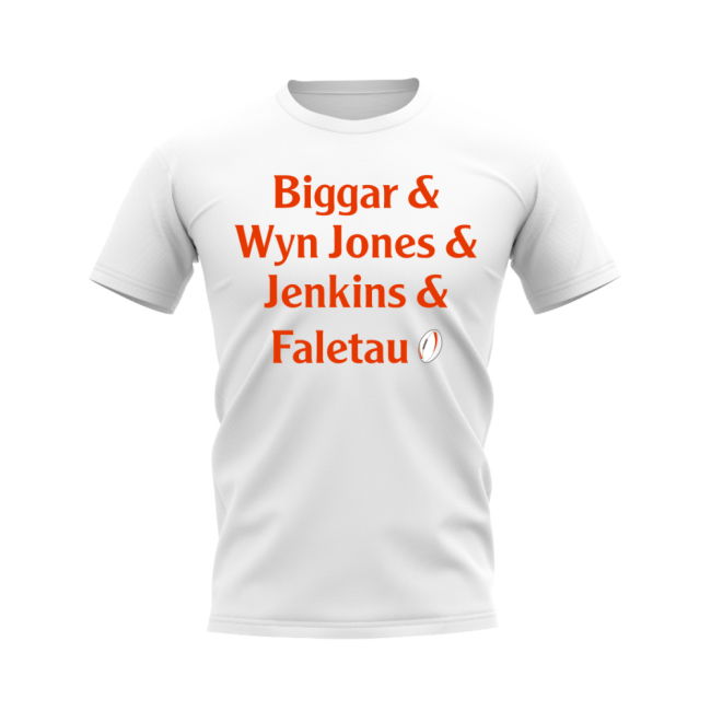 Biggar, Wyn Jones, Jenkins, Faletau Wales Rugby T-Shirt (White)