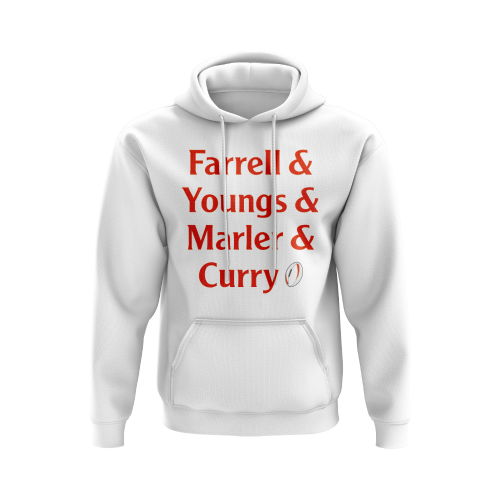 Farrell, Youngs, Marler, Curry England Rugby Hoody (White)