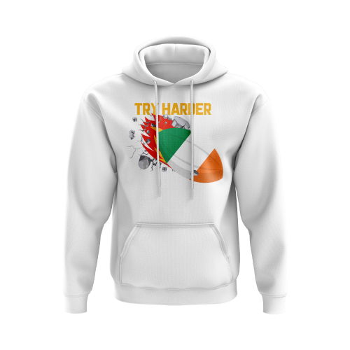 Ireland Try Harder Rugby Hoody (White)