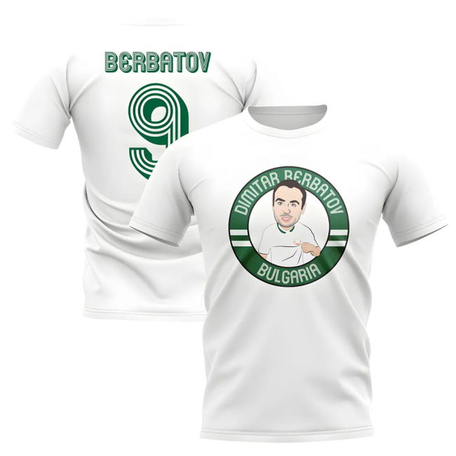 Dimitar Berbatov Bulgaria Illustration T-Shirt (White)