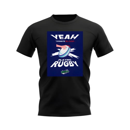 I Donate Blood Rugby T-Shirt (Black/Navy)