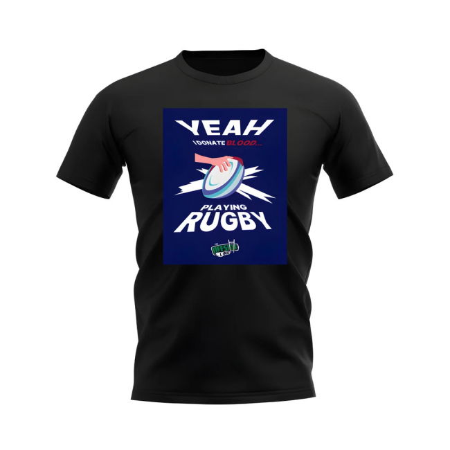 I Donate Blood Rugby T-Shirt (Black/Navy)