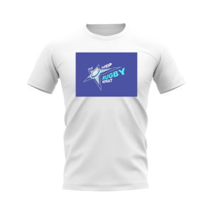 Eat, Sleep, Rugby Repeat T-Shirt - Version 8 (White/Blue)