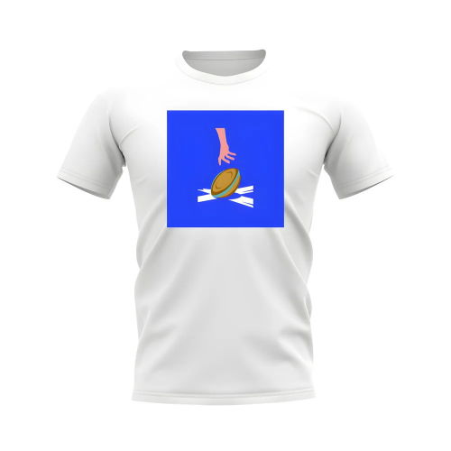 Scotland Rugby Try T-Shirt - Version 1 (White/Blue)