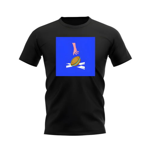 Scotland Rugby Try T-Shirt - Version 1 (Black/Blue)